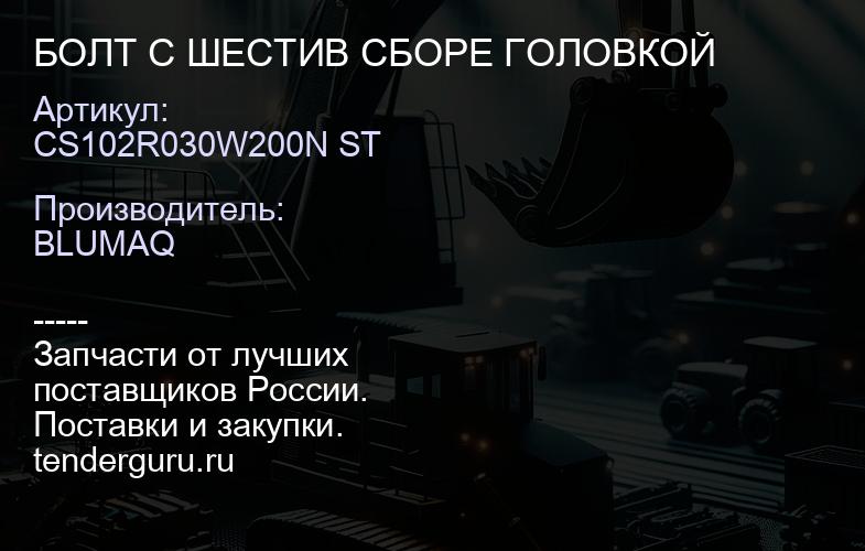 CS102R030W200N ST БОЛТ С ШЕСТИВ СБОРЕ ГОЛОВКОЙ | купить запчасти